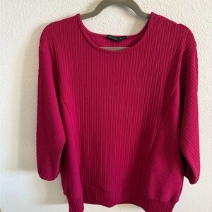 Adrienne Vittadini Ribbed Fuchsia Sweater